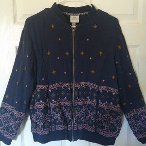 Knox Rose Embroidered Bomber Jacket, Size XL